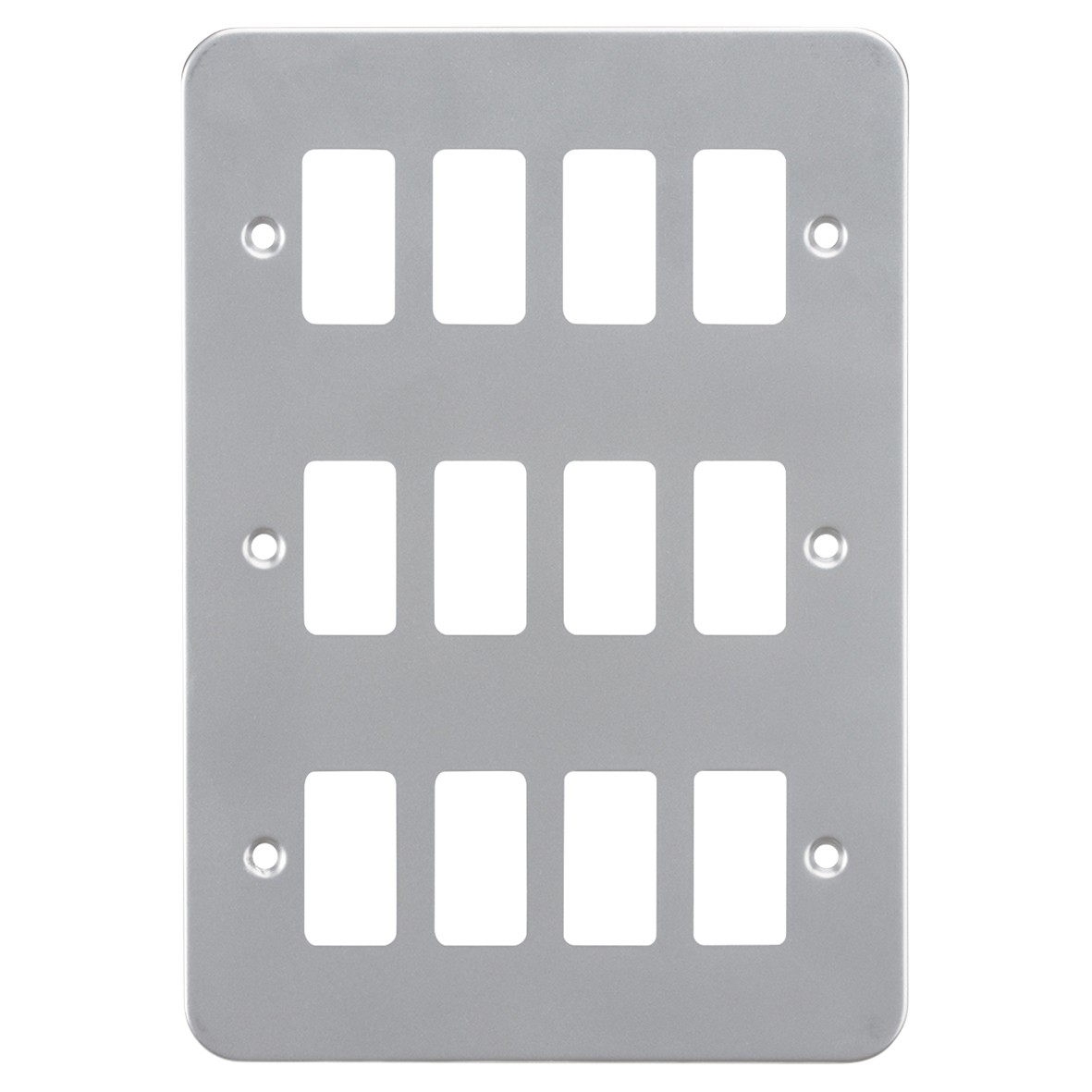 Knightsbridge 12 Module Metal Clad Grid Switch Faceplate - Grey 396934
