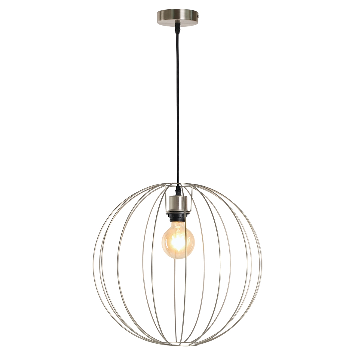 Altro Genoa Medium Cage Ceiling Light Pendant - Satin Nickel 397636