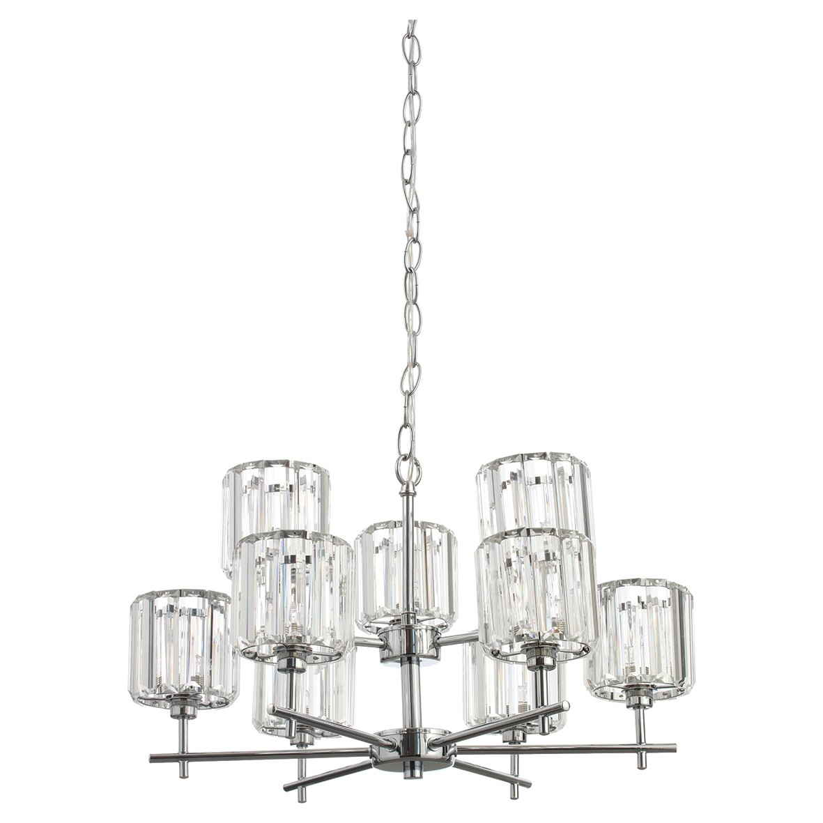 Forum Spa Pegasi 9 Light Chandelier Ceiling Light with Crystal Shades - 398573