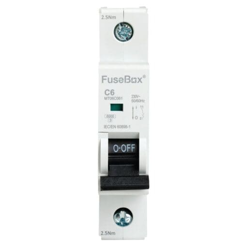 5x Fusebox 6A 6kA Single Pole MCB - Type C 401607