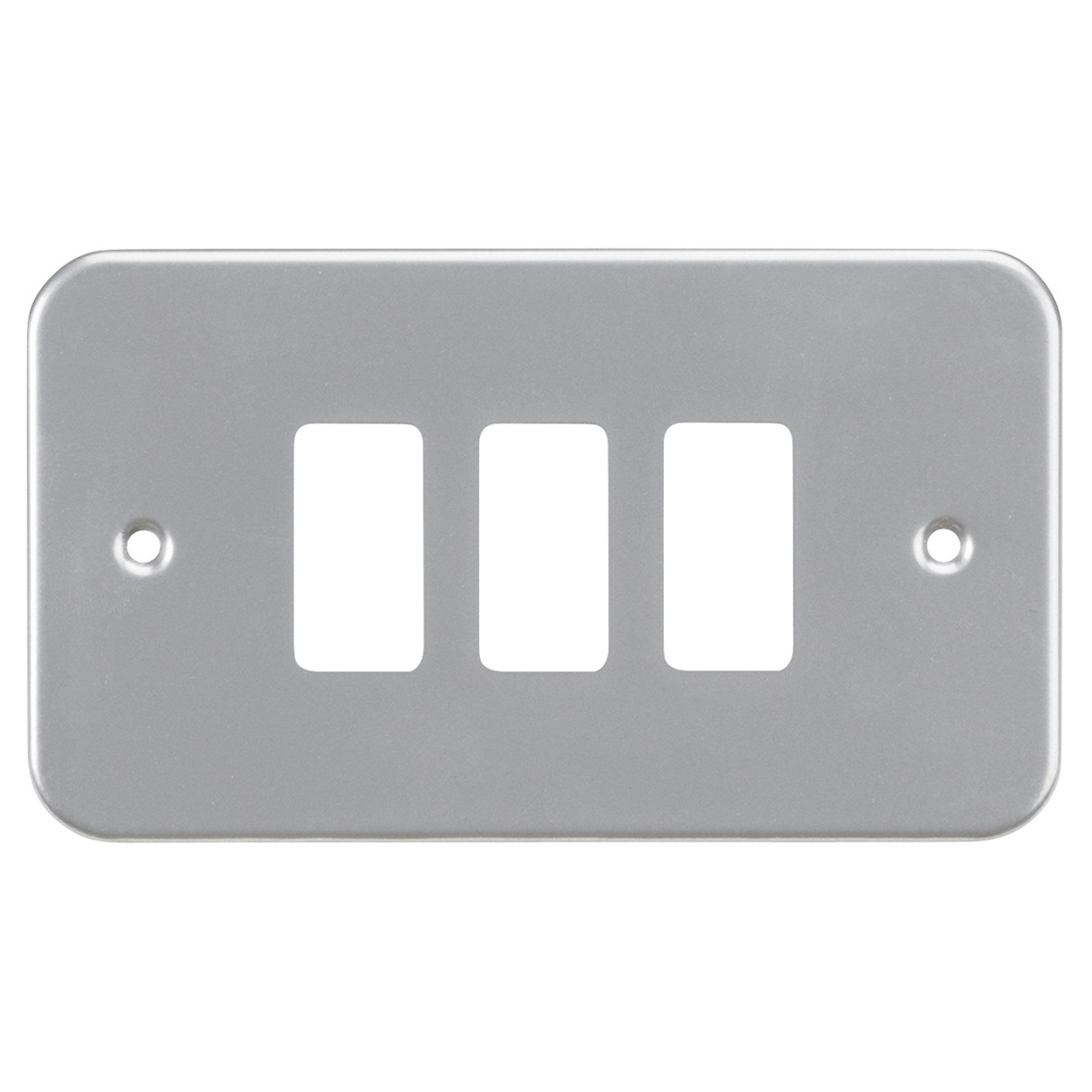 Knightsbridge 3 Module Metal Clad Grid Switch Faceplate - Grey 402106