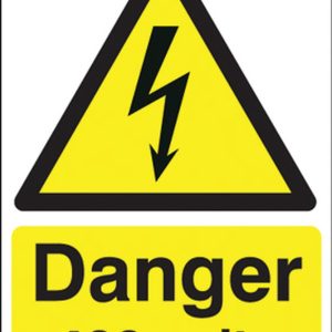 Danger 400 Volts - 210 x 148mm - Rigid Plastic 403024