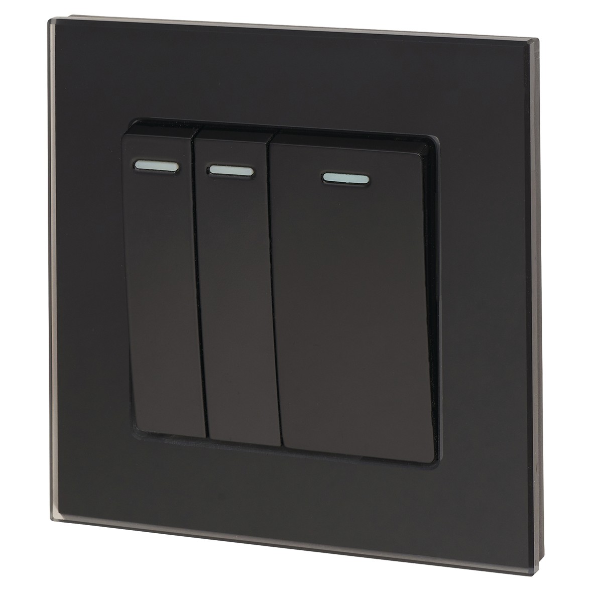 Retrotouch 10A 3 Gang Intermediate Switch - Black Plain Glass 404773