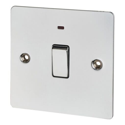 BG Flatplate Screwed 20A 1 Gang DP Switch with Power Indicator - Polish 408234