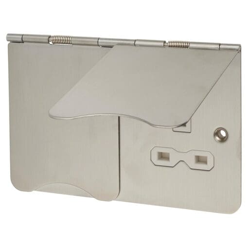 Knightsbridge 13A 2 Gang Unswitched Floor Socket - Brushed Chrome with 417269