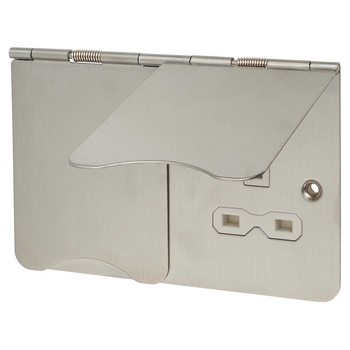 Knightsbridge 13A 2 Gang Unswitched Floor Socket - Brushed Chrome with 417269