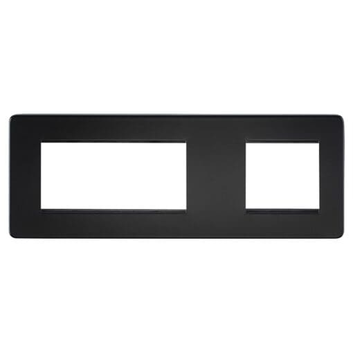 Knightsbridge 2 + 1 Gang 6 Module Euro Screwless Faceplate - Matt Black 420862