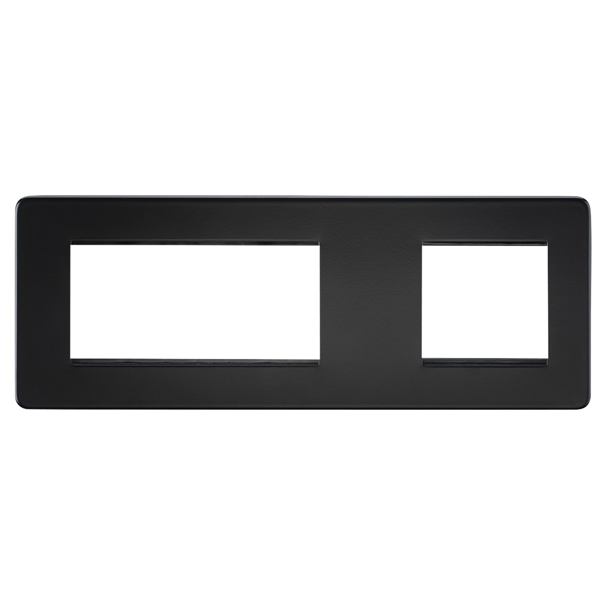 Knightsbridge 2 + 1 Gang 6 Module Euro Screwless Faceplate - Matt Black 420862