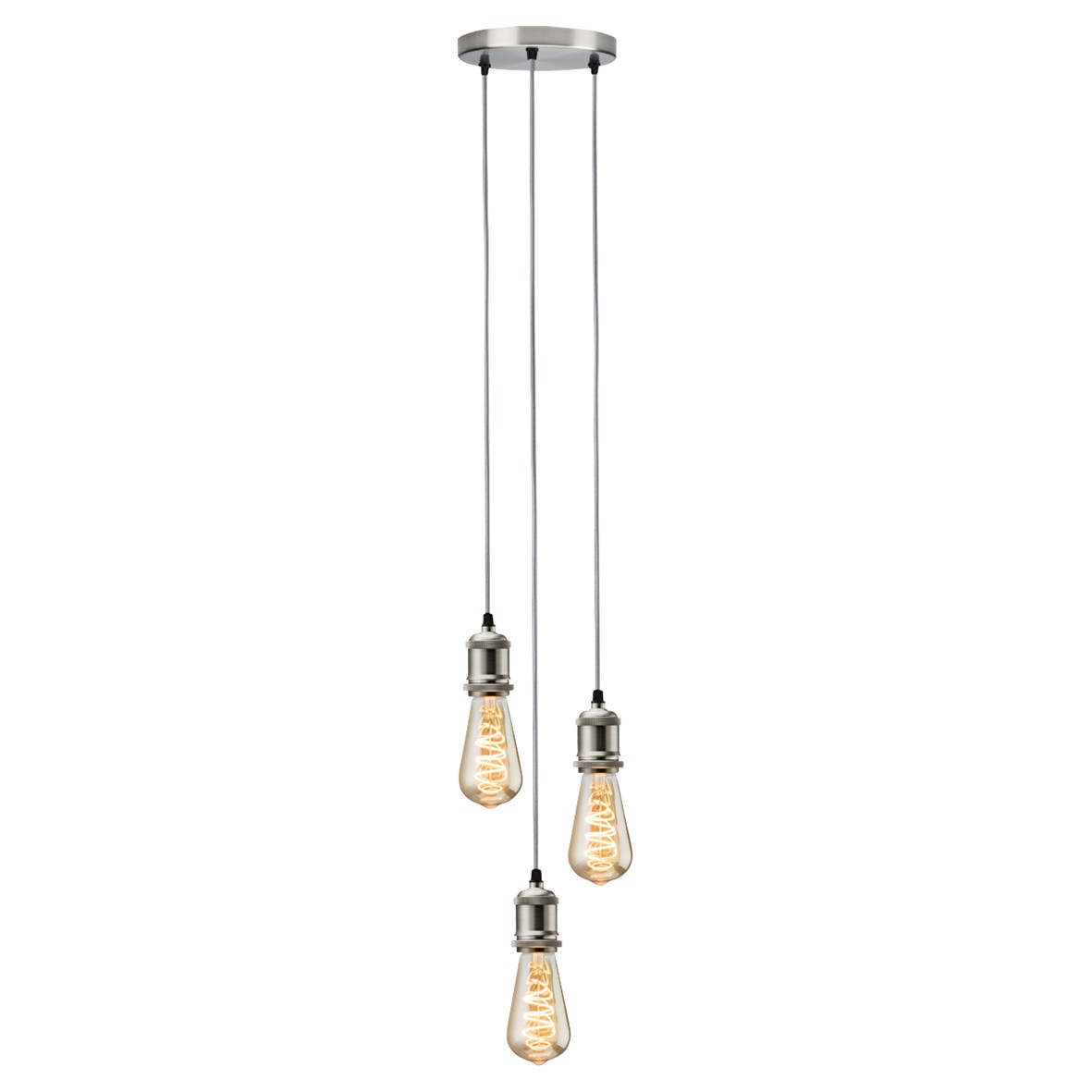 Knightsbridge Calla 3 Light Ceiling Pendant - Brushed Chrome 423257
