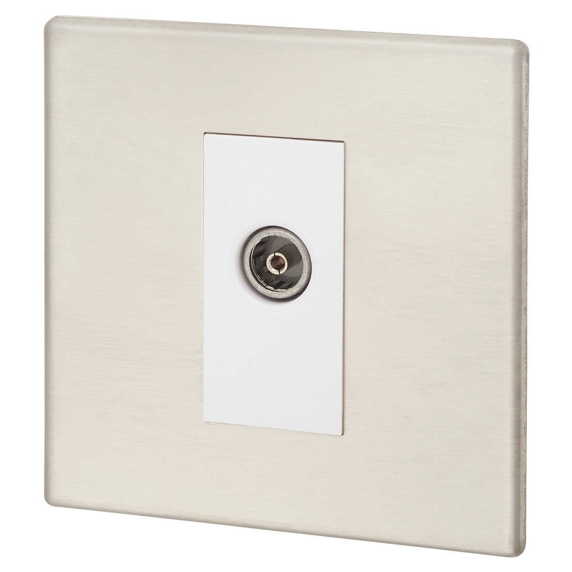Hamilton Hartland G2 1 Gang Non-Isolated TV Female - Satin Steel/White 426399