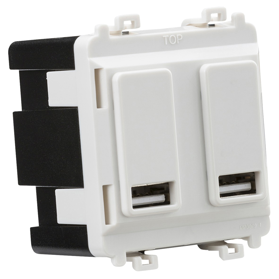 Knightsbridge Dual Module USB Metal Clad Grid Switch - 2.4A - White 430098