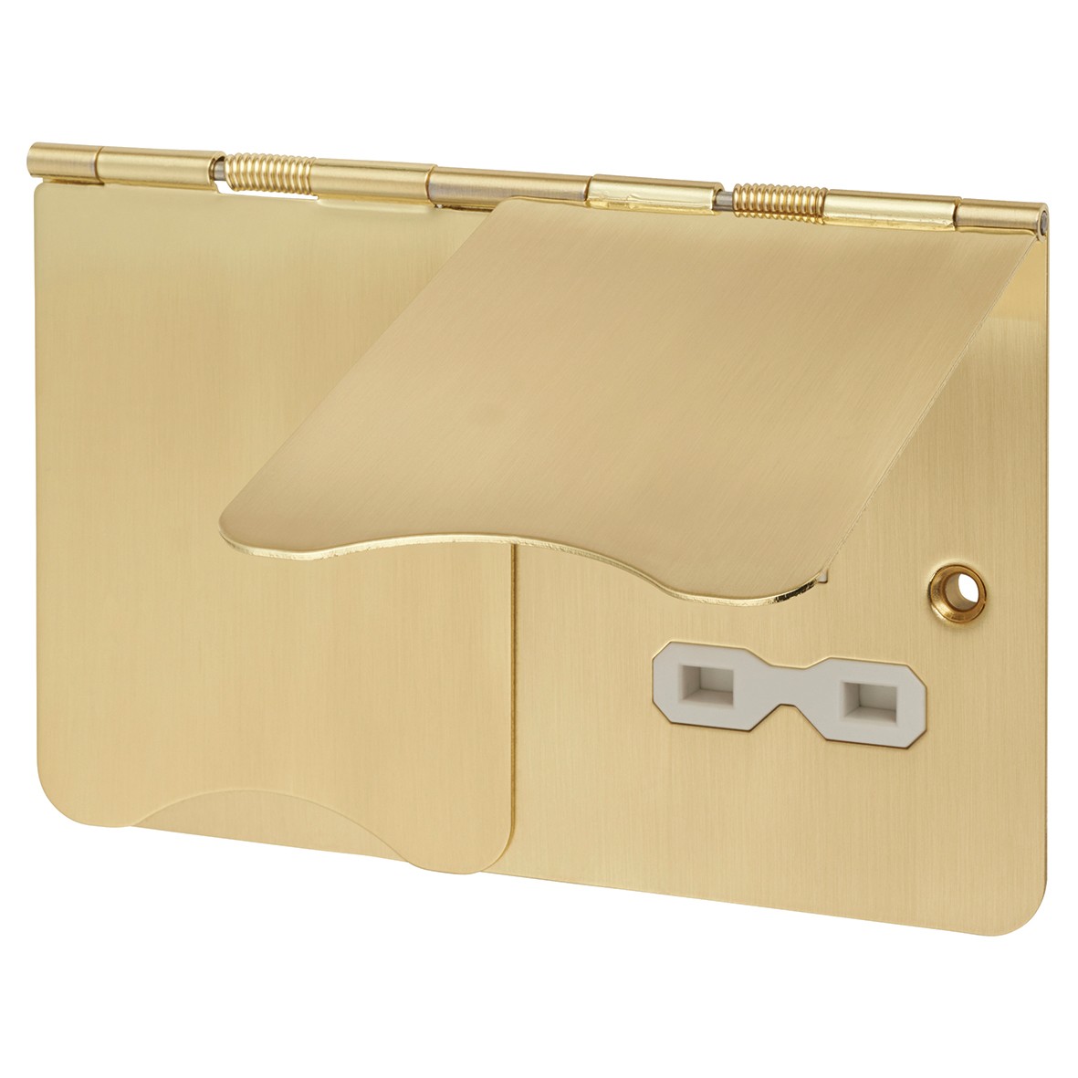 Knightsbridge 13A 2 Gang Unswitched Floor Socket - Brushed Brass with W 439057