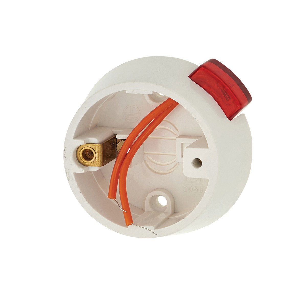 MK Mounting Block for Pull Cord Switch - White - with Neon 449823