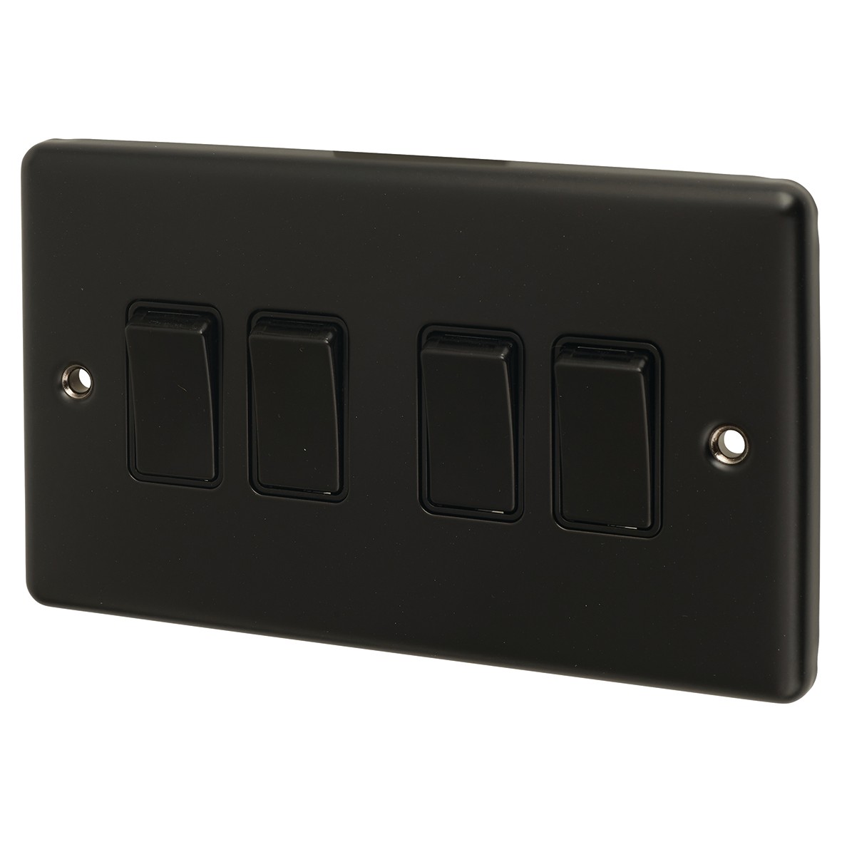 Eurolite Enhance Decorative 10A 4 Gang 2 Way Light Switch - Matt Black 453119