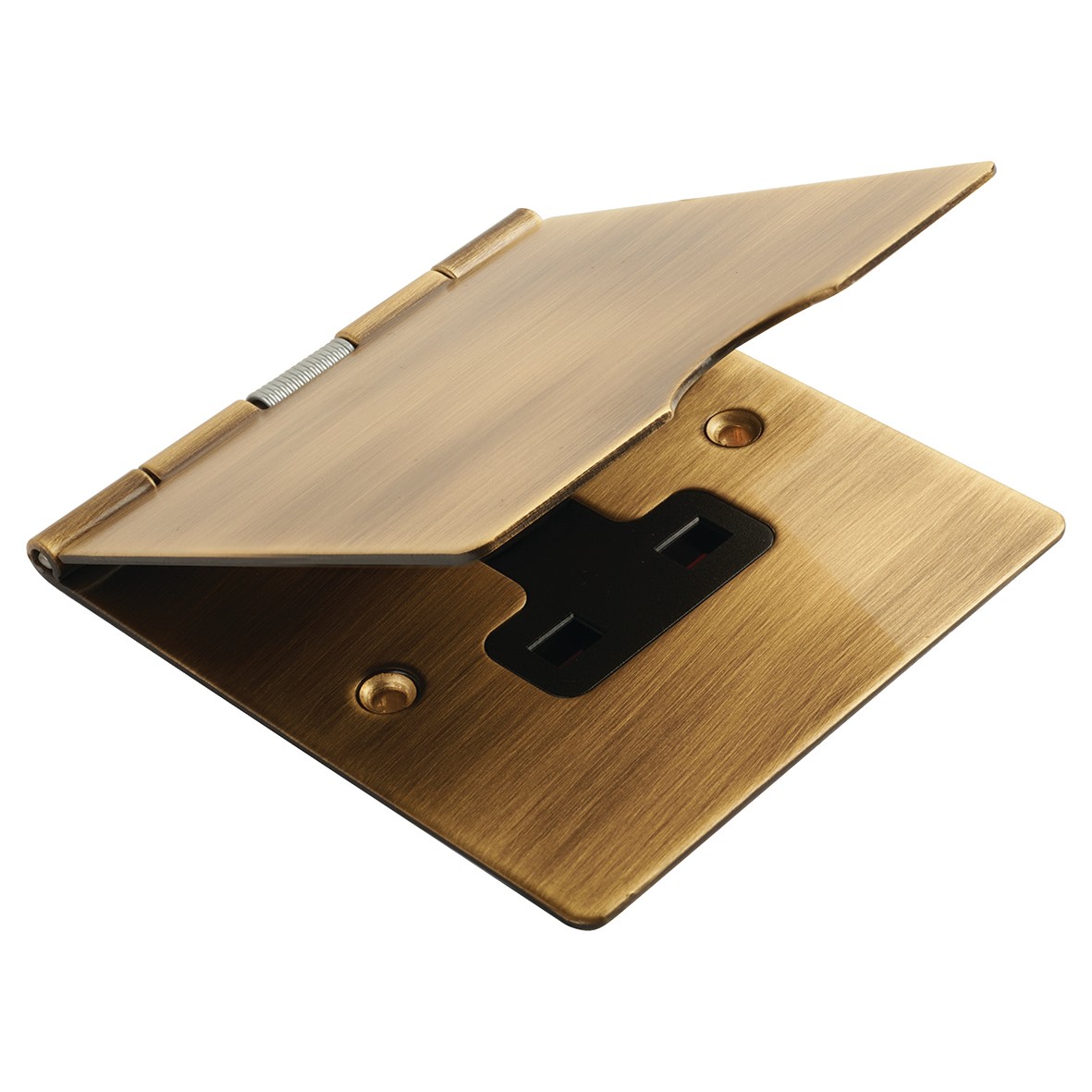 Hamilton Sheer 13A 1 Gang Unswitched Floor Socket - Antique Brass with 454089