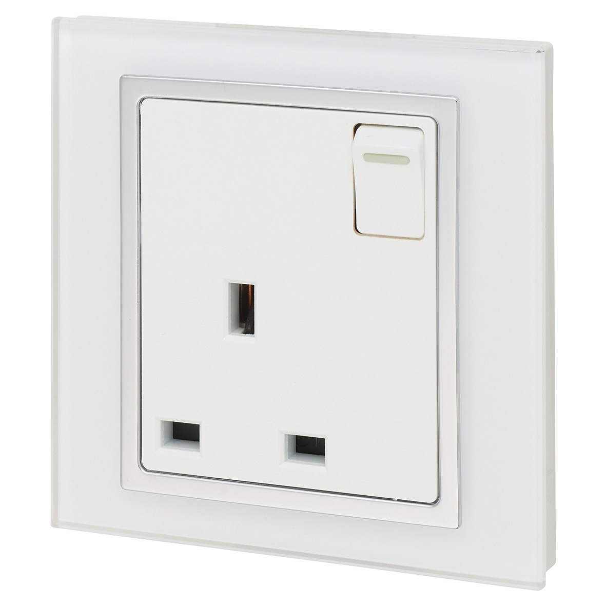Retrotouch 13A 1 Gang DP Socket - White Glass with Chrome Trim 456617