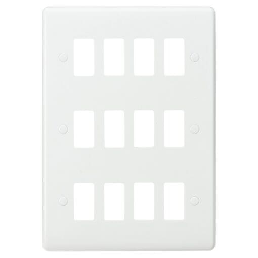 Knightsbridge 12 Module Curved Edge Grid Switch Faceplate - White 461923