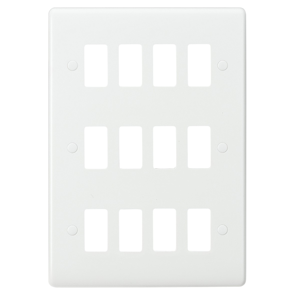 Knightsbridge 12 Module Curved Edge Grid Switch Faceplate - White 461923