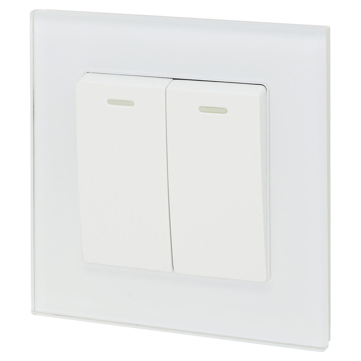 Retrotouch 10A 2 Gang Intermediate Switch - White Plain Glass 462212