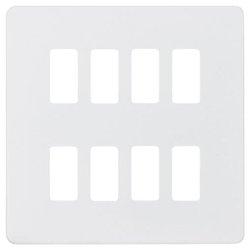 Knightsbridge 8 Module Screwless Grid Switch Faceplate - Matt White 475867