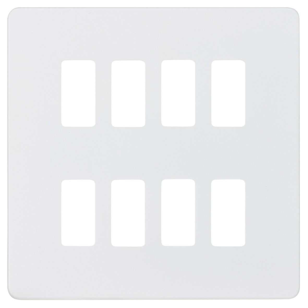 Knightsbridge 8 Module Screwless Grid Switch Faceplate - Matt White 475867
