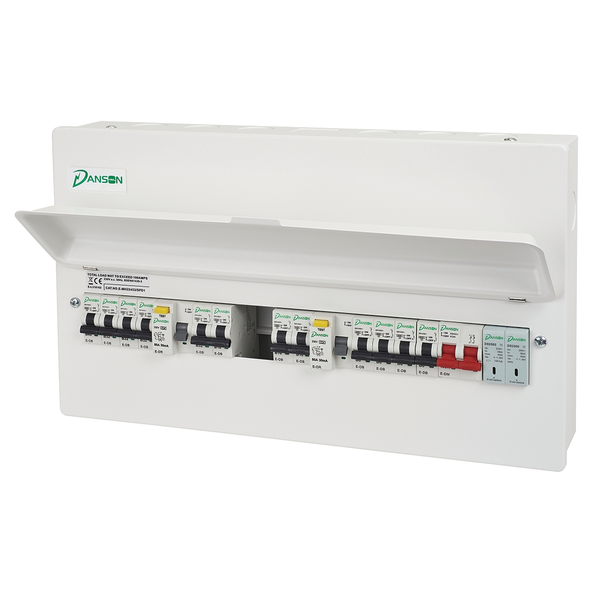Danson Split Load 22 Modules Metal Consumer Unit With SPD - 2 x 80A 30m 479401