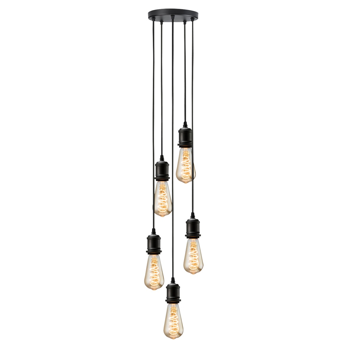 Knightsbridge Calla 5 Light Ceiling Pendant - Matt Black 481386
