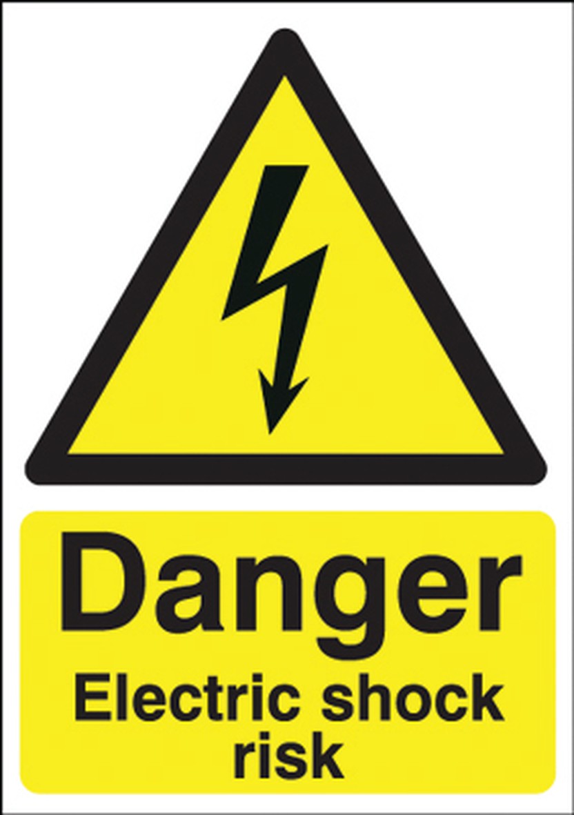 Danger Electric Shock Risk - 420 x 297mm - Rigid Plastic 482087