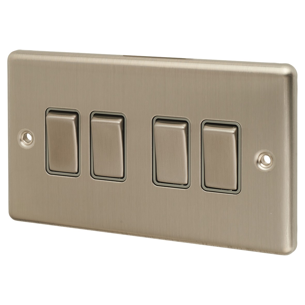 Eurolite Enhance Decorative 10A 4 Gang 2 Way Light Switch - Satin Steel 486987