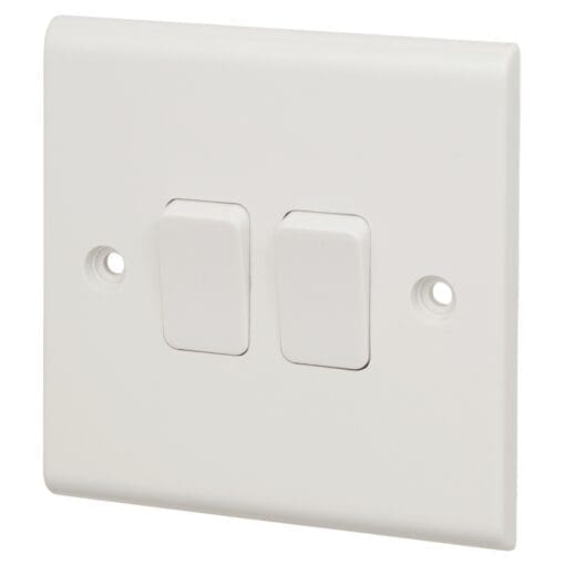 DETA 10A 2 GANG 2 WAY SINGLE POLE LIGHT SWITCH WHITE 488102
