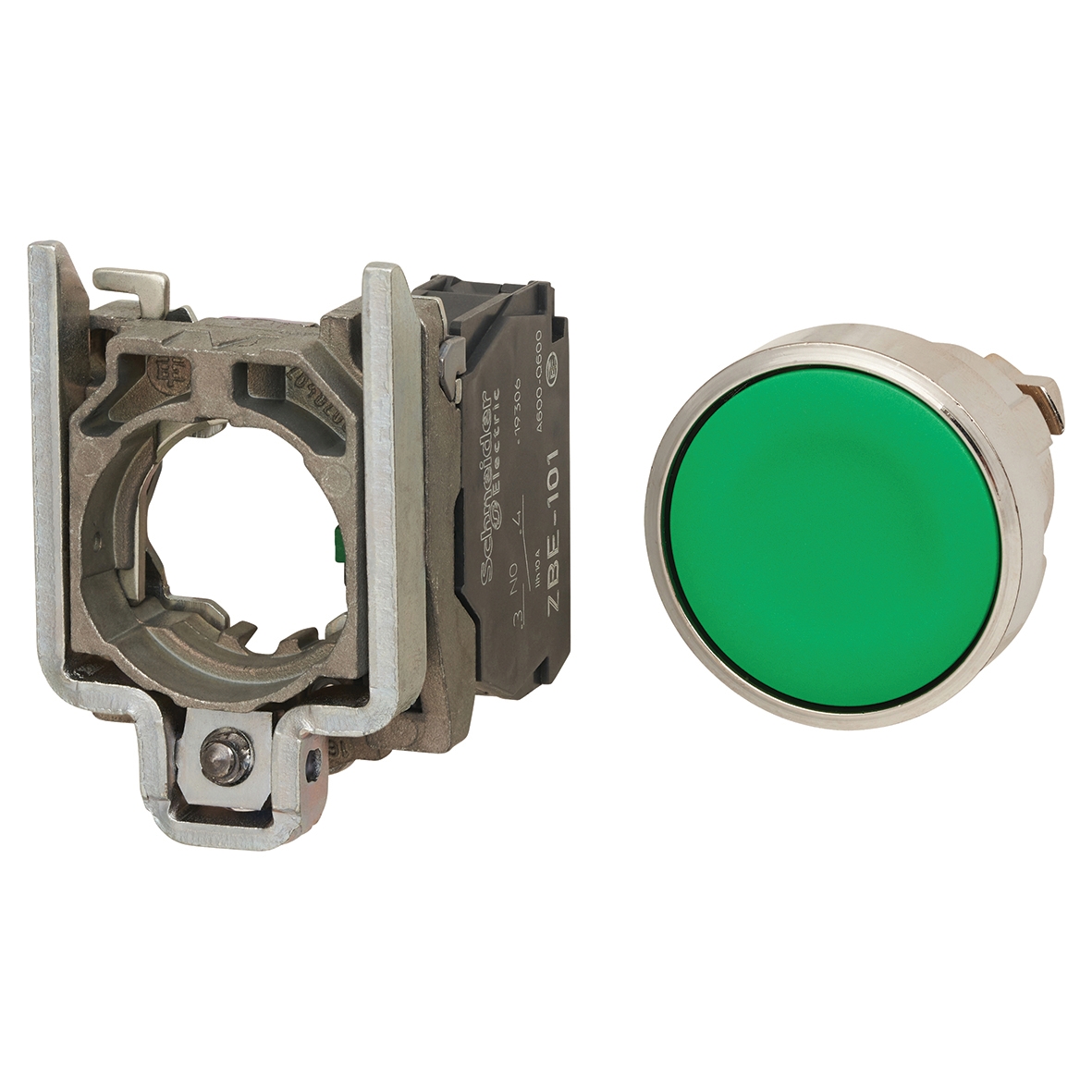 Schneider XB4 Series Flush Push Button 1NO - Green 491027