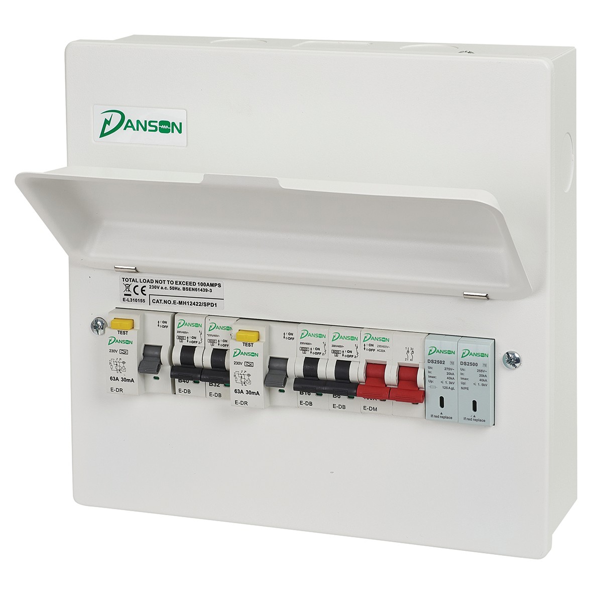 Danson Split Load Dual RCD 12 Modules Metal Consumer Unit SPD 2 x Type 494201