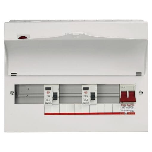 Wylex 10 Way High Integrity Dual RCD Consumer Unit - 80A RCD Type A - U 494739