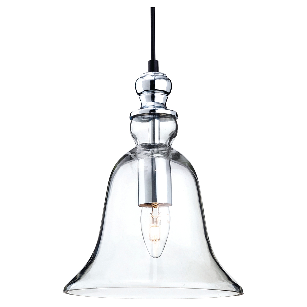 Altro Omar Bell Shaped Clear Glass Ceiling Light Pendant - Chrome 496974