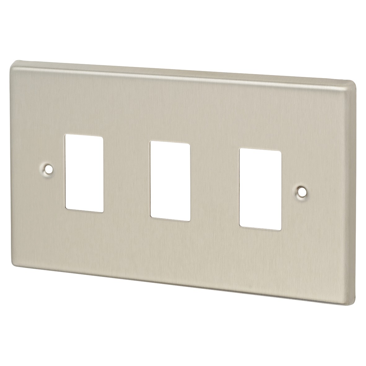 Contactum 3 Gang Cover Plate - Brushed Steel 497663