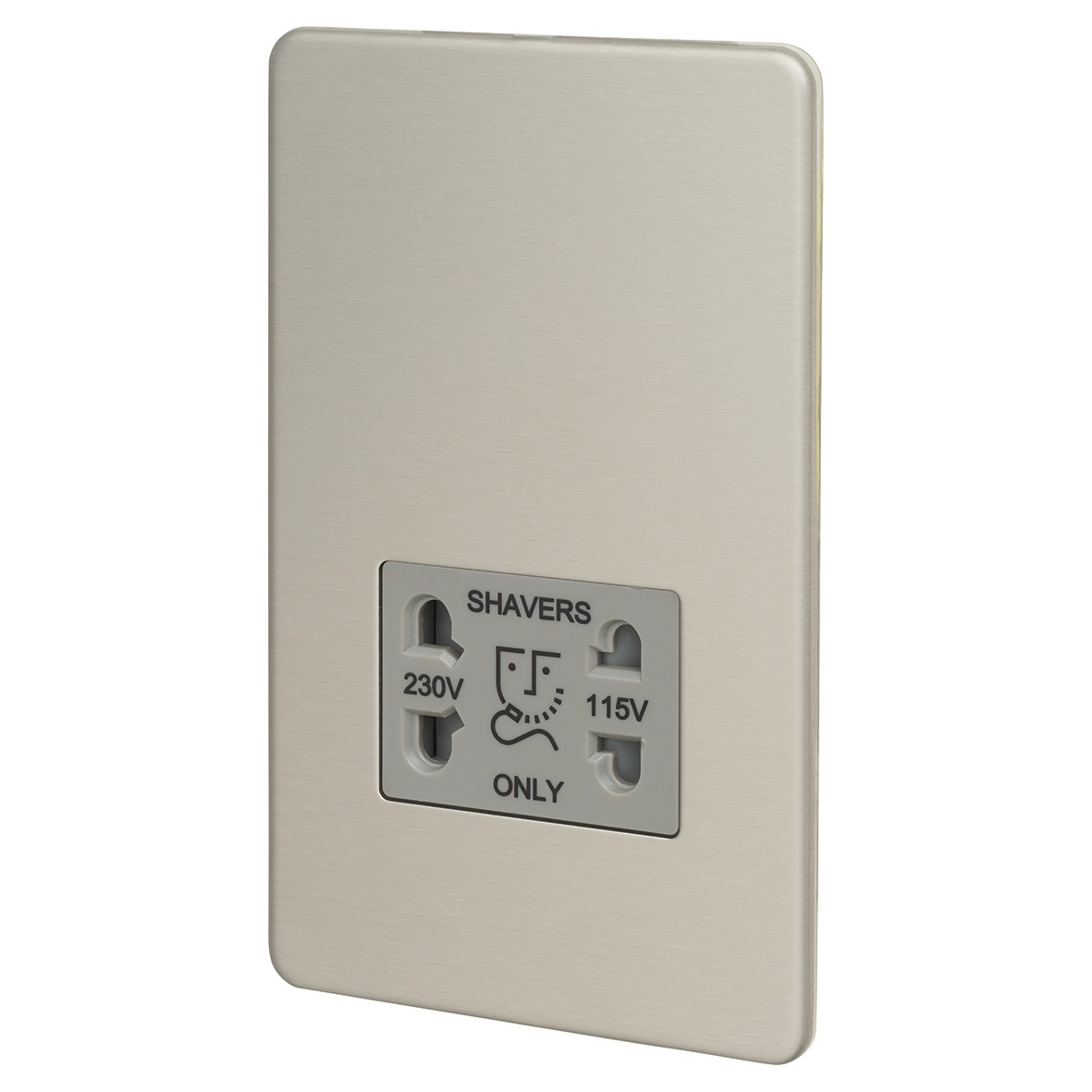 Knightsbridge 115V/230V Dual Voltage Shaver Socket - Brushed Chrome wit 498591