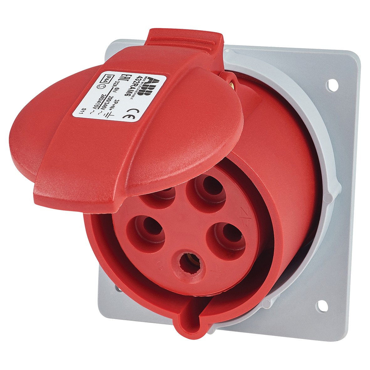 ABB 32A 5 Pin Splashproof Socket Outlet - Red 499715