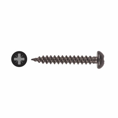 5x Roundhead Twinthread Pozi Screws Black Japanned 8 X 1 499982