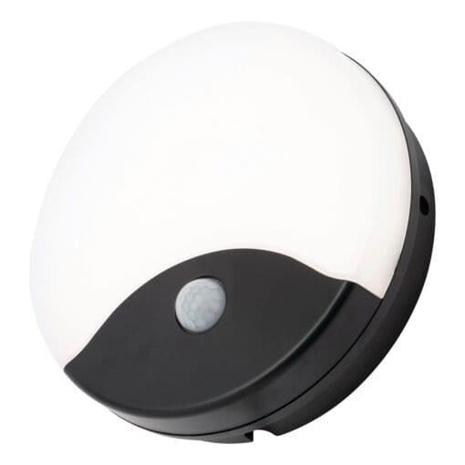 Forum Turus 15w Round Bulkhead With PIR - IP65 - Black 501714