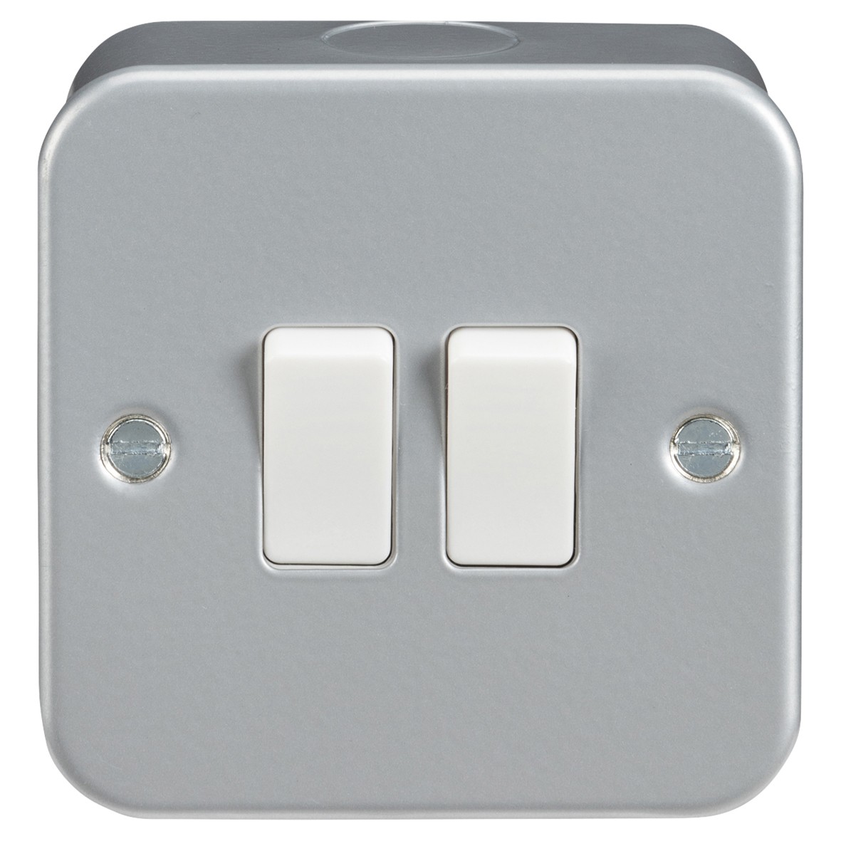 Knightsbridge 10AX Metal Clad 2 Gang 2 Way Switch - Grey with White Ins 502510