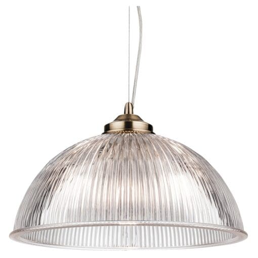 Hampstead Ashford Ceiling Light Pendant with Clear Ribbed Glass Shade - 507150