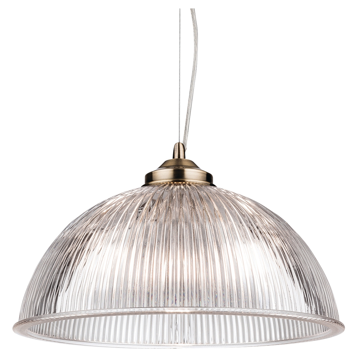 Hampstead Ashford Ceiling Light Pendant with Clear Ribbed Glass Shade - 507150