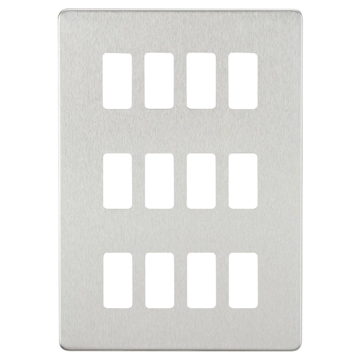 Knightsbridge 12 Module Screwless Grid Switch Faceplate - Brushed Chrom 507161