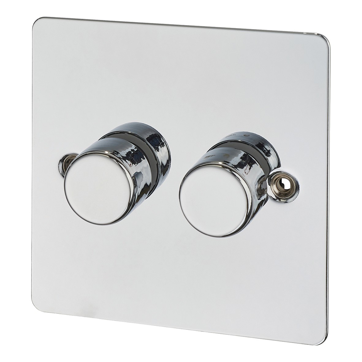 BG Flatplate Screwed 200W 2 Gang 2 Way Dimmer - Polished Chrome 513349