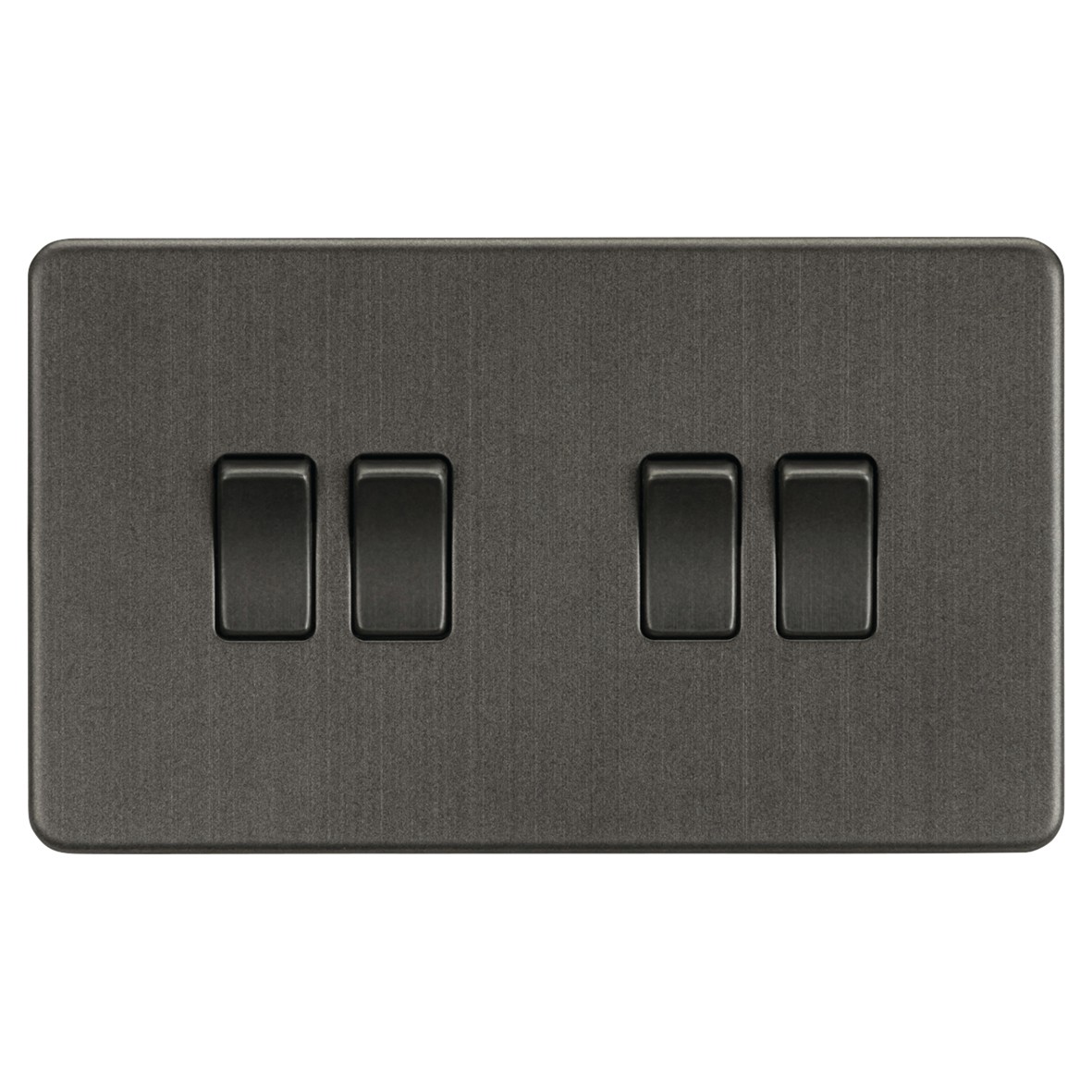Knightsbridge 10AX 4 Gang Screwless Flat Plate Light Switch - Smoked Br 519408