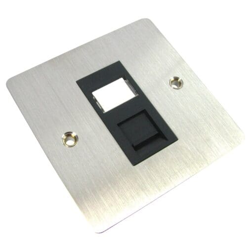 Brushed Chrome RJ45 - 1 Gang and ID Window 525176