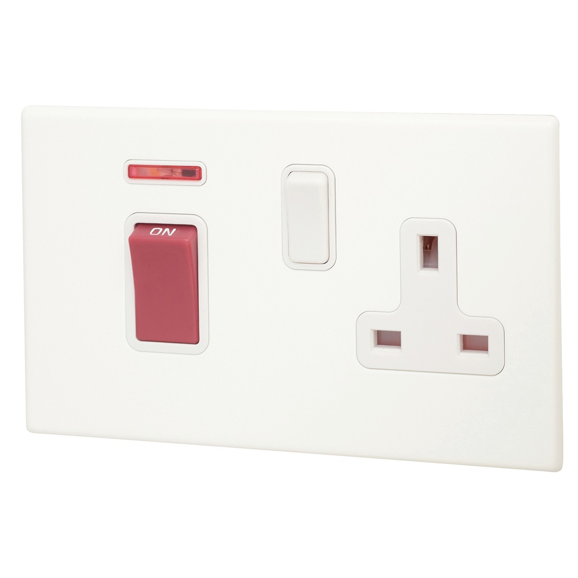 Hamilton Hartland 45A Double Pole Rocker + Neon + 13A Switched Socket - 527015