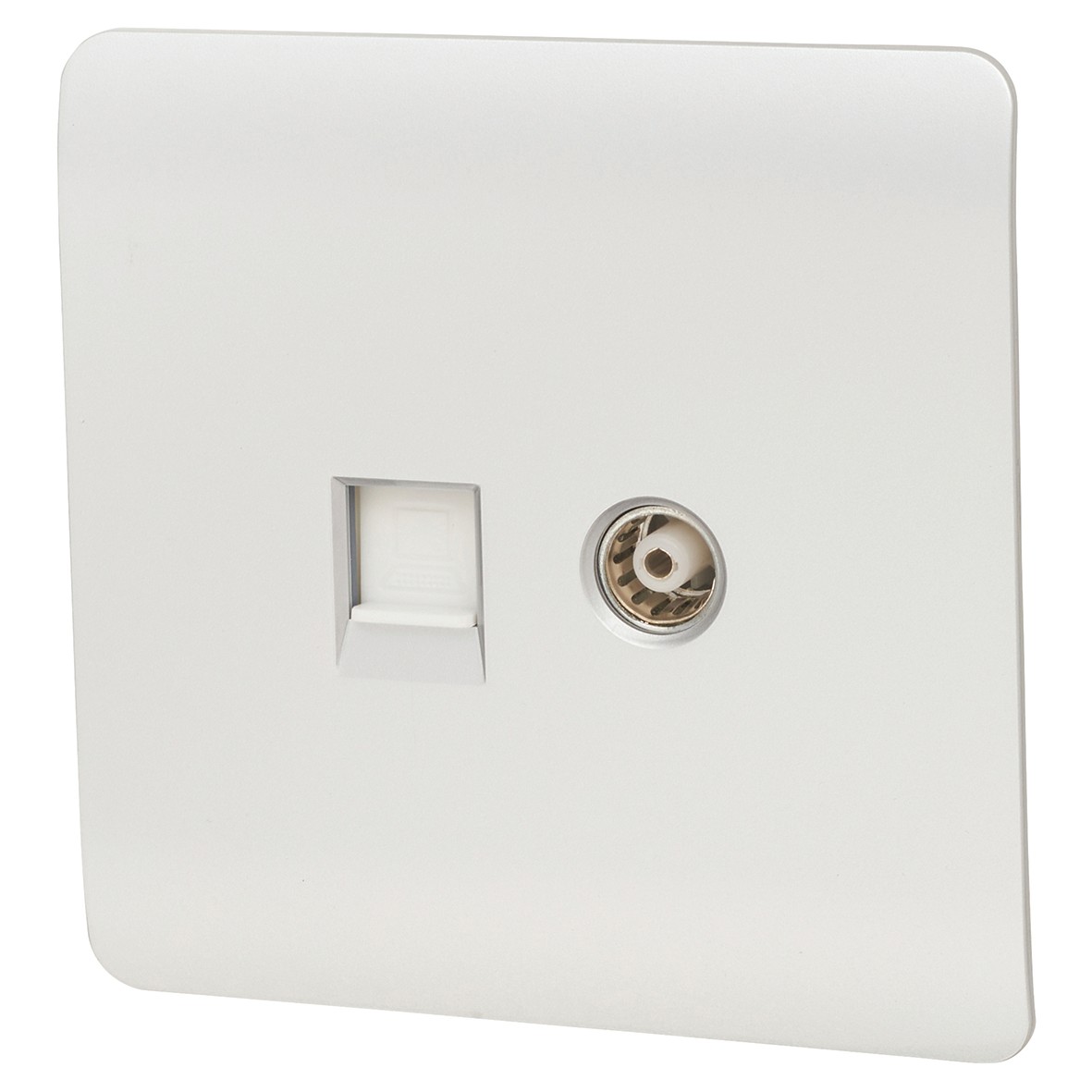Trendi TV Co-axial & PC Ethernet Socket - Silver 529917