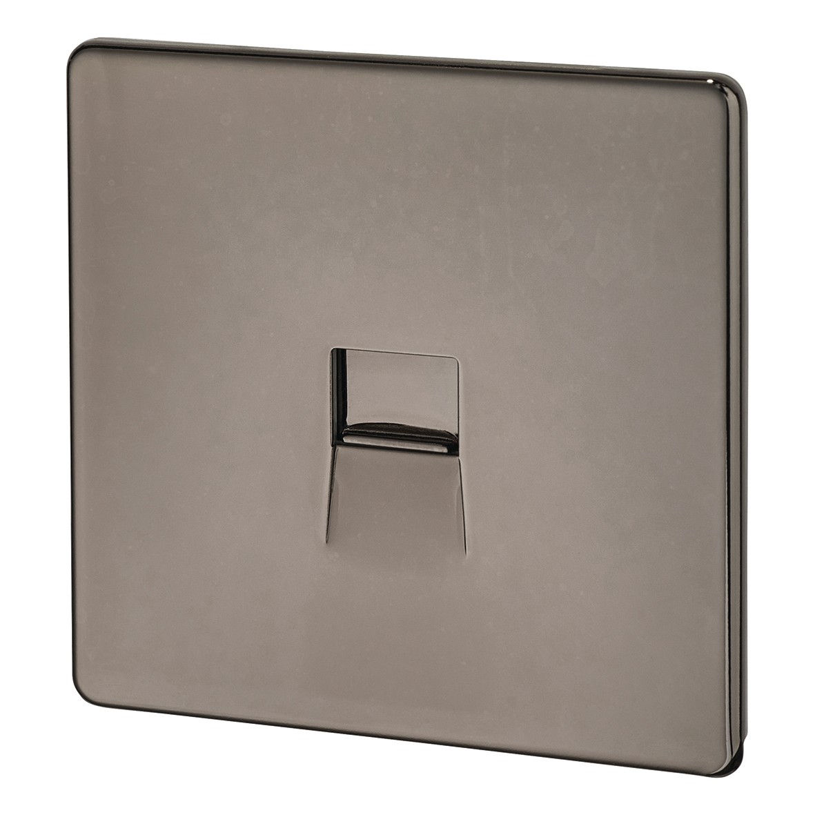 BG Screwless Flatplate 1 Gang Telephone Master - Black Nickel 531292