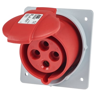 ABB 32A 4 Pin Splashproof Socket Outlet - Red 533646